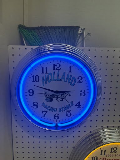 Blue custom neon clock in packaging