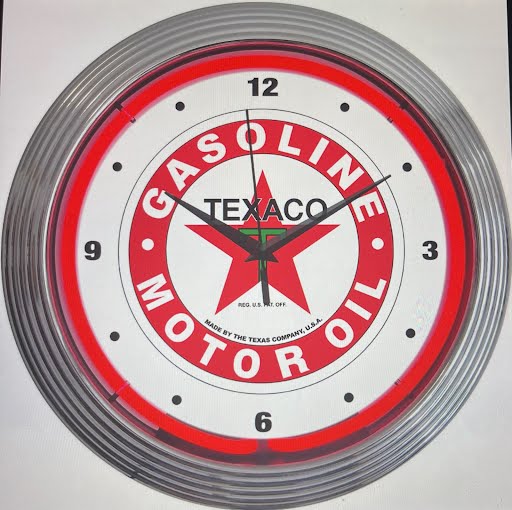 Coastal Motors custom neon clock with red glow