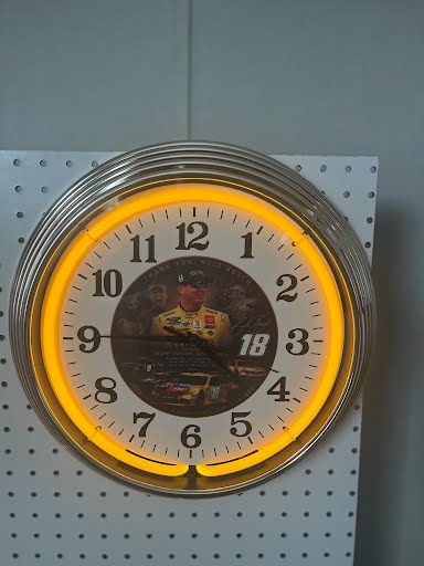 Kyle Busch tribute custom neon clock with yellow glow