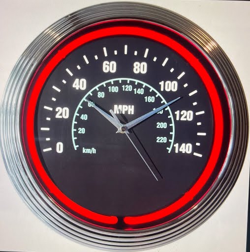 Speedometer custom neon clock with red glow