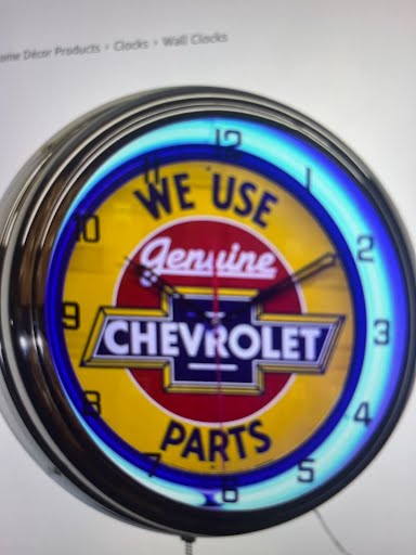 General Chevrolet Parts custom neon clock with blue glow