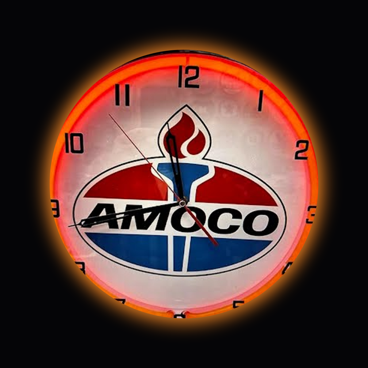 Amoco custom neon clock with orange glow