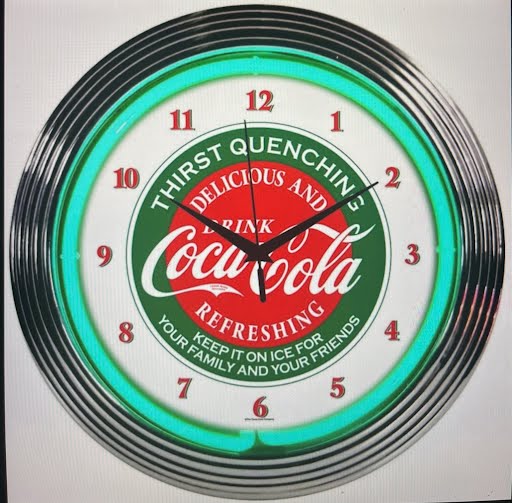 Enjoy Coca-Cola custom neon clock with green glow